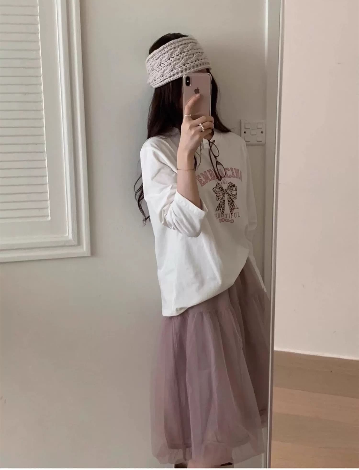 경관 그림 21 순면 210 그램 가을 의상 긴팔 티셔츠 여성 루즈핏 프린트 맨위 이미지 3