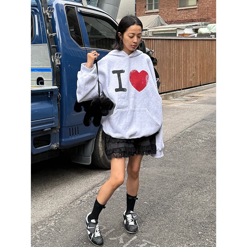 후아 면 복합 없음 모자 로프 있음 주머니 후드 티 스웨터 여성 프린트 얇은 스타일 털이 있는 상세 이미지 3