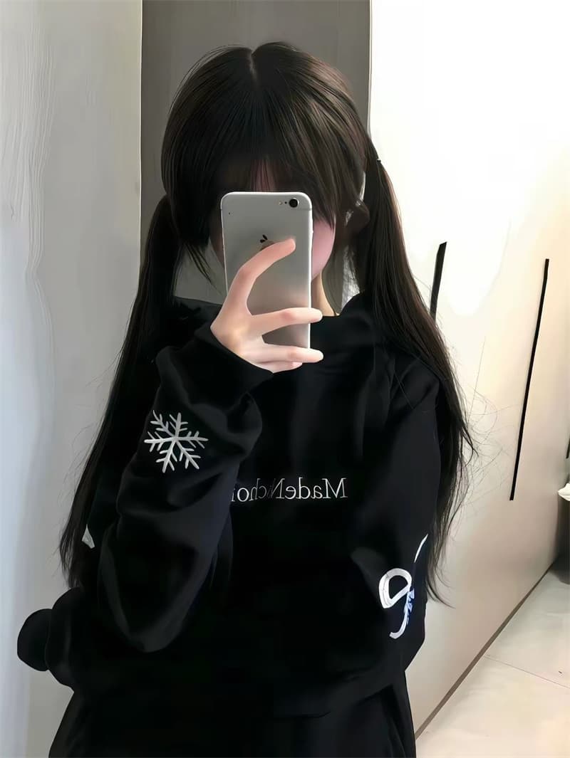 얇은 스타일 털이 있는 원본 자수 순수한 Mianhua 면 복합 후드 티 스웨터 여성 상세 이미지 4