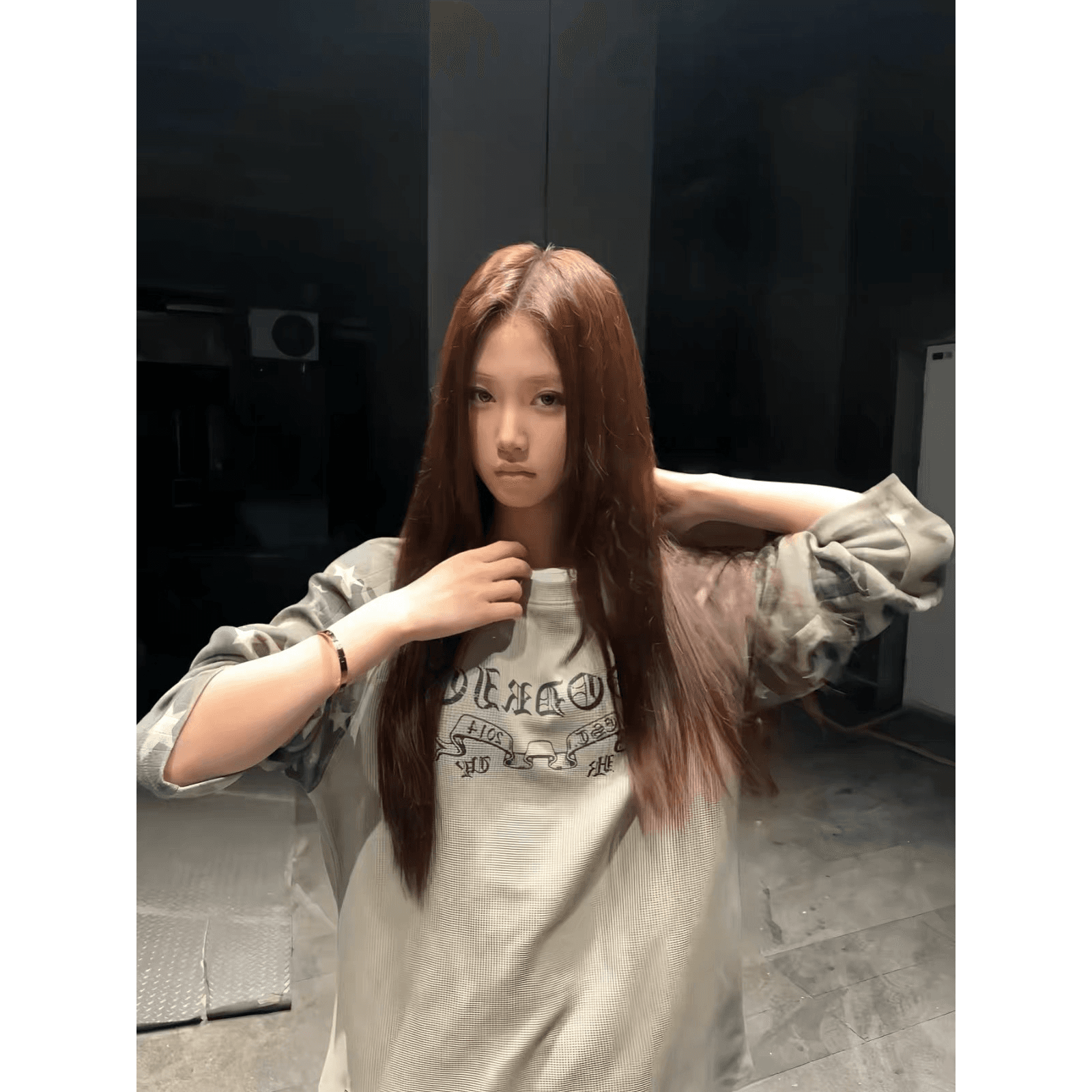65 35 후아 남편 그리드 250그램 긴팔 티셔츠 여성 이미지 5