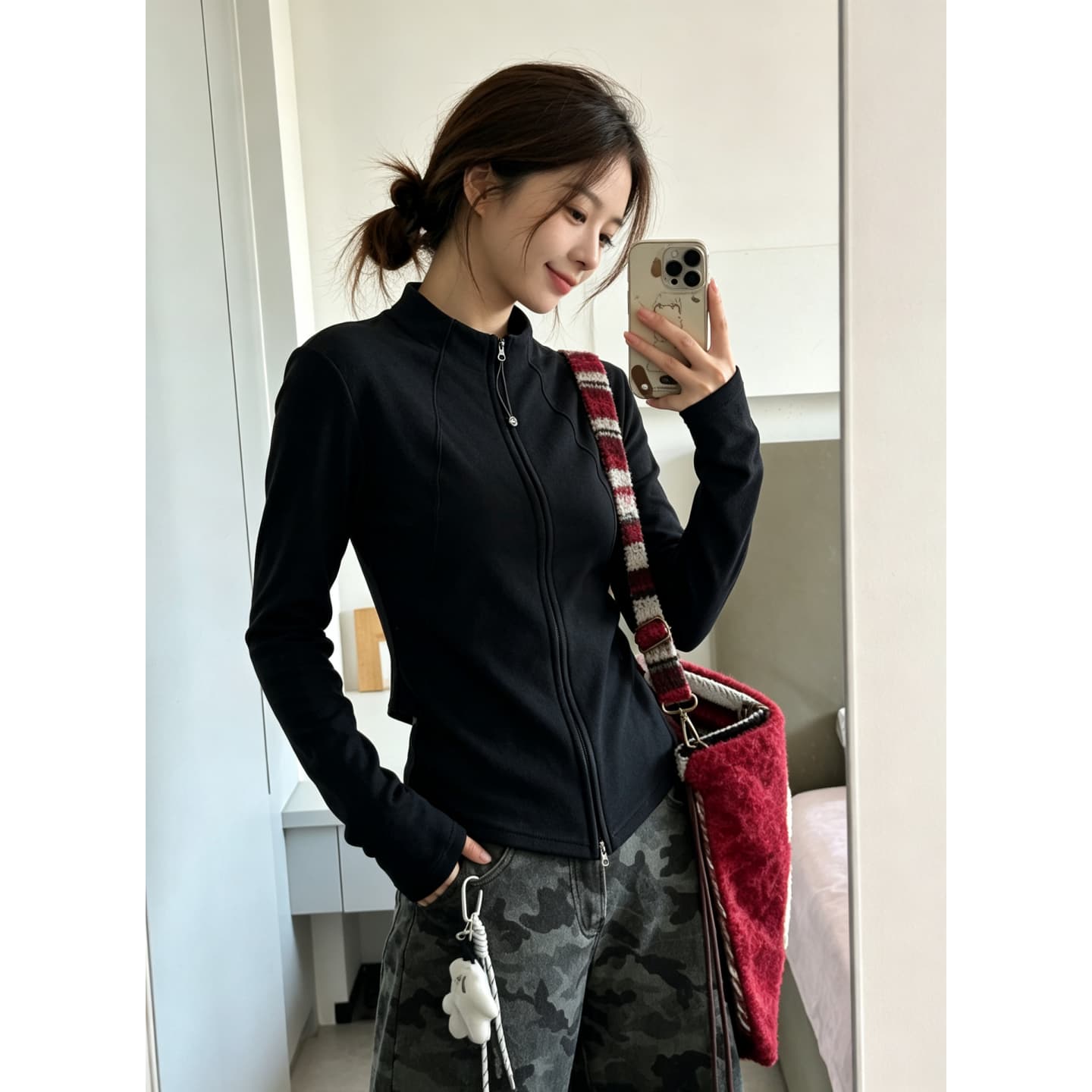 광저우 리브 De 플러시 270 그램 1 1 가을 겨울 몸매 가꾸기 슬림해 보이는 보온 기본 셔츠 긴팔 티셔츠 이미지 5