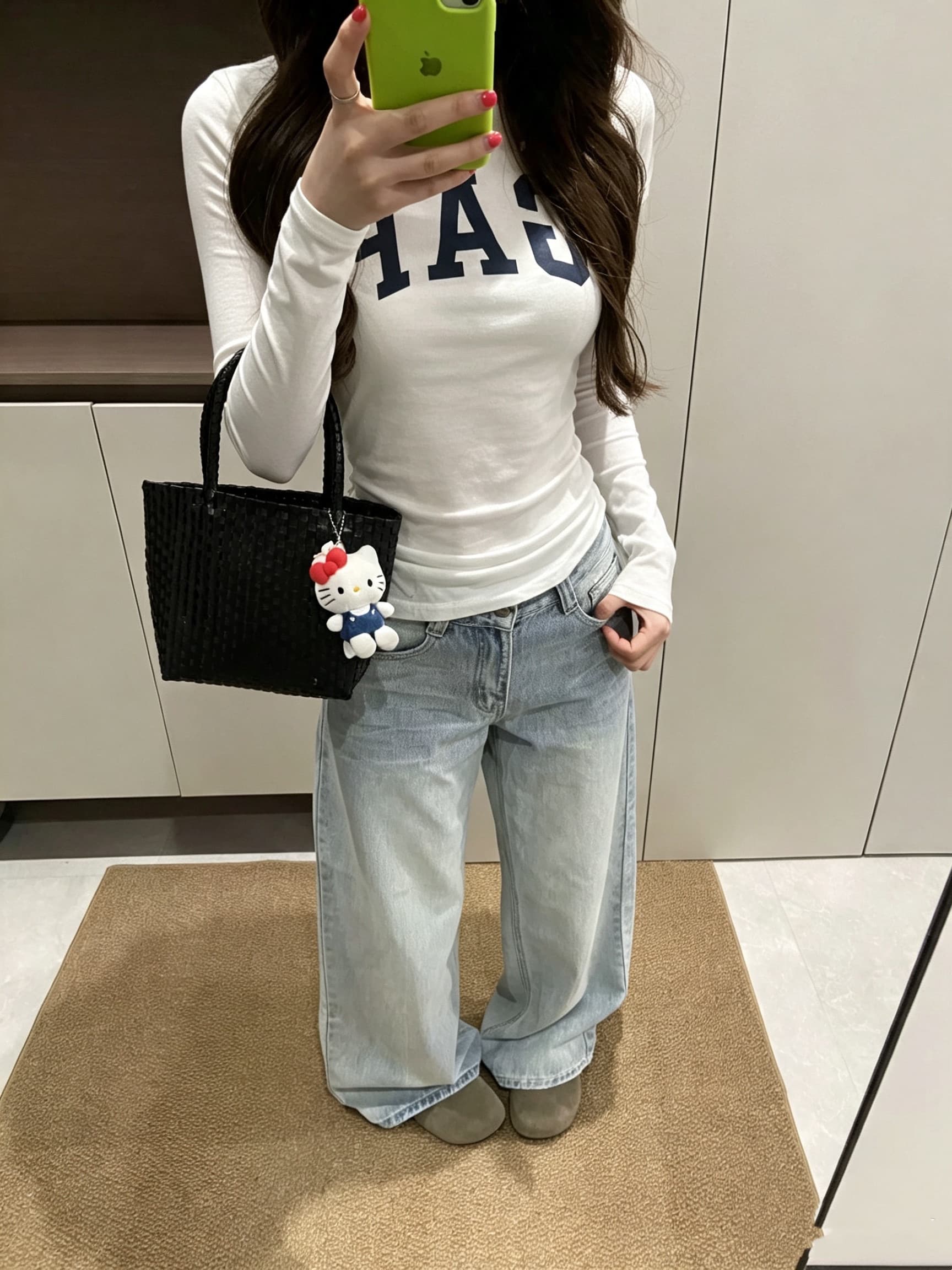 원본 것 순면 220 그램 40 몸매 가꾸기 프린트 라운드 칼라 긴팔 티셔츠 상세 이미지 5
