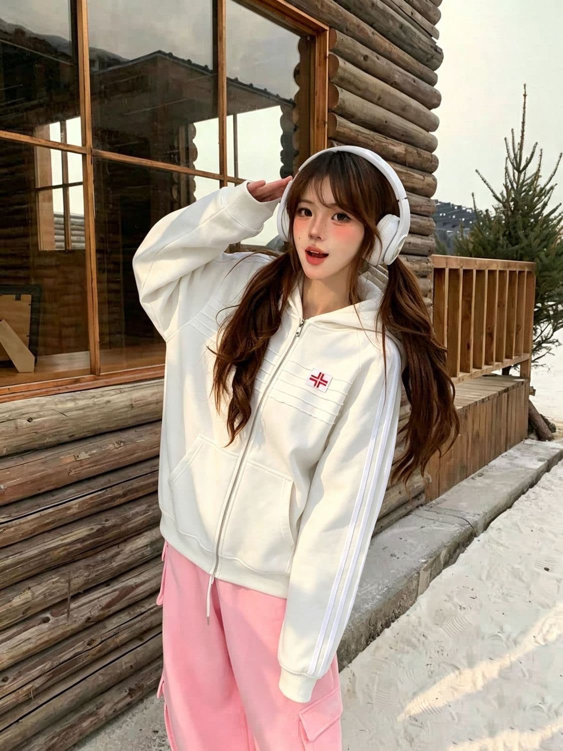 얇은 스타일 백금 지퍼 이후 패키지 칼라 순수한 Mianhua 면 복합 후드티 여성 이미지 2
