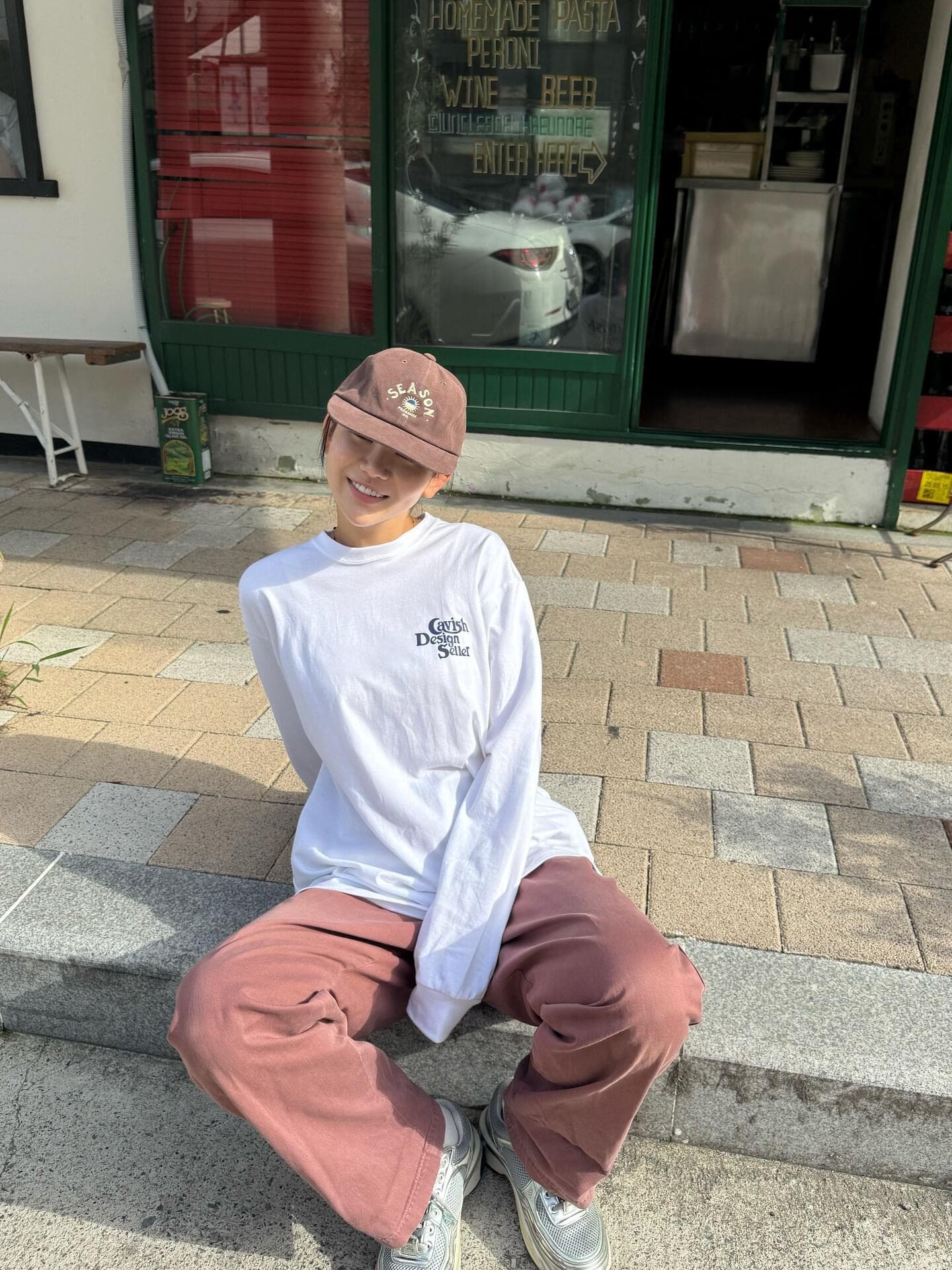 원본 것 순면 200그램 21 음식 털 느낌 프린트 루즈핏 만나는 손 소매 뭉치 구두 긴팔 이미지 3