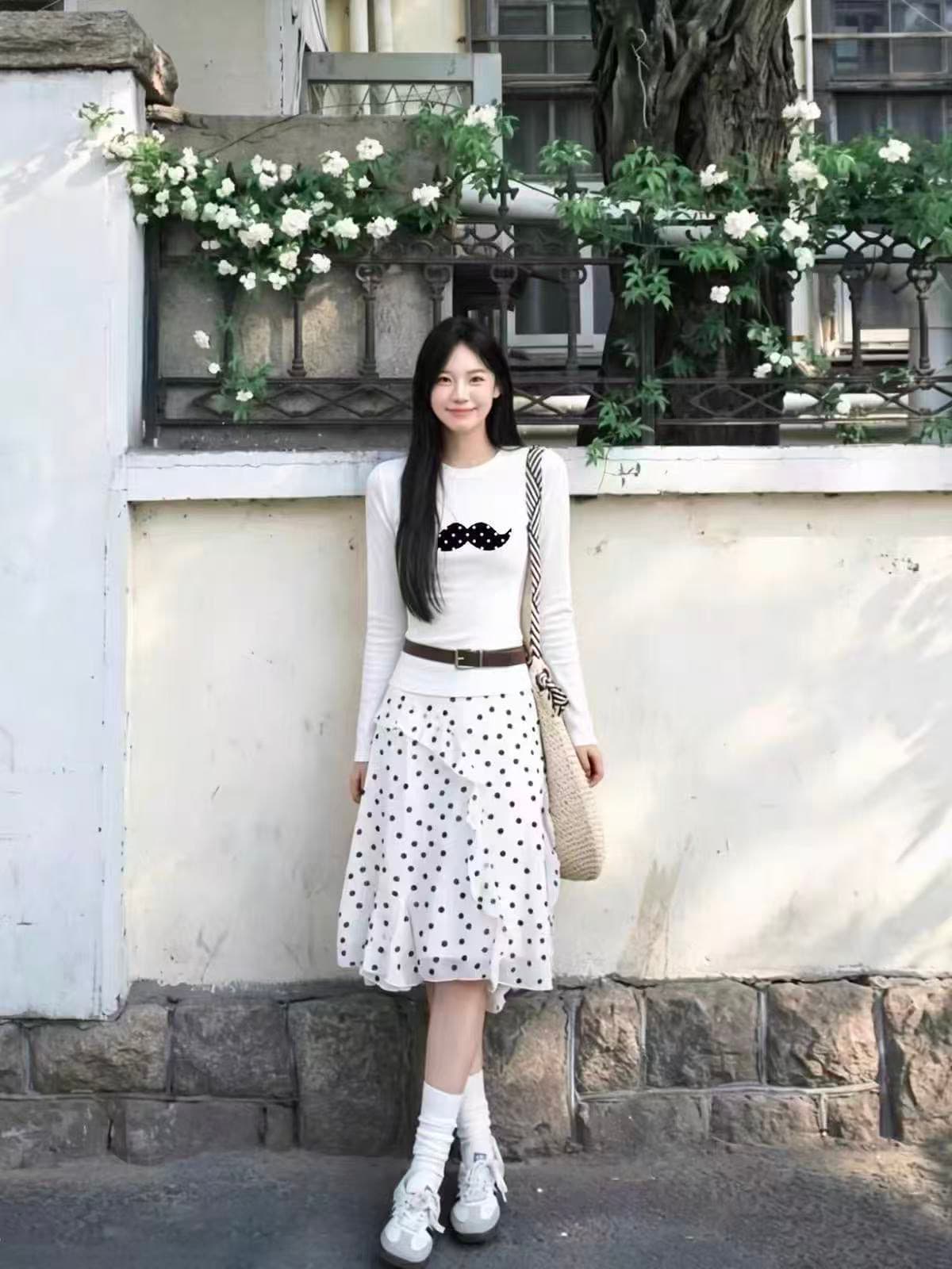 40 220 그램 92 면 8 암모니아 Lun 이후 패키지 칼라 프린트 긍정적 인 어깨 몸매 가꾸기 긴팔 상세 이미지 2