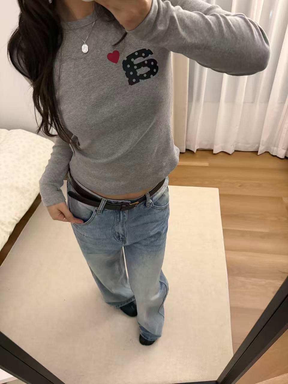 40 220 그램 92 면 8 암모니아 Lun 이후 패키지 칼라 프린트 긍정적 인 어깨 몸매 가꾸기 긴팔 상세 이미지 1