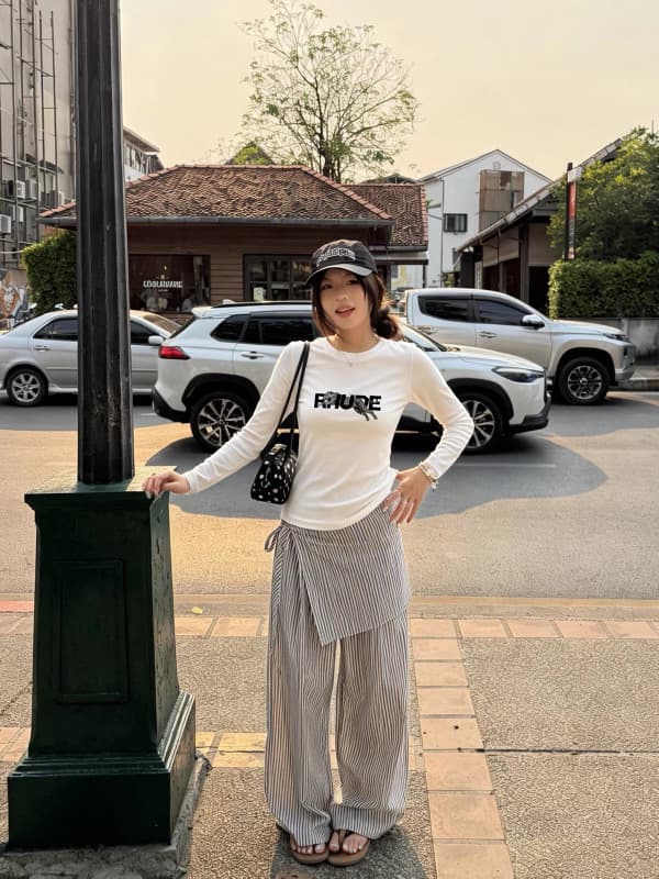 40 220 그램 92 면 8 암모니아 Lun 이후 패키지 칼라 프린트 긍정적 인 어깨 몸매 가꾸기 긴팔 이미지 3