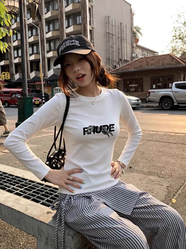 40 220 그램 92 면 8 암모니아 Lun 이후 패키지 칼라 프린트 긍정적 인 어깨 몸매 가꾸기 긴팔 상세 이미지 2