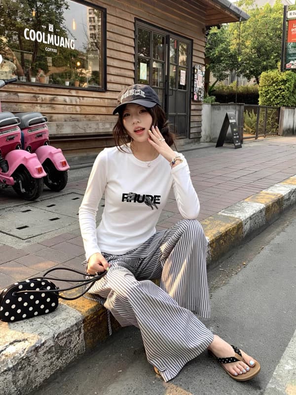 40 220 그램 92 면 8 암모니아 Lun 이후 패키지 칼라 프린트 긍정적 인 어깨 몸매 가꾸기 긴팔 상세 이미지 5