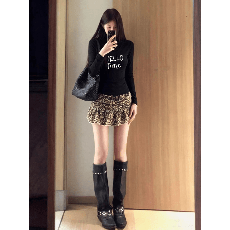 40 220 그램 92 면 8 암모니아 Lun 이후 패키지 칼라 프린트 긍정적 인 어깨 몸매 가꾸기 긴팔 이미지 5