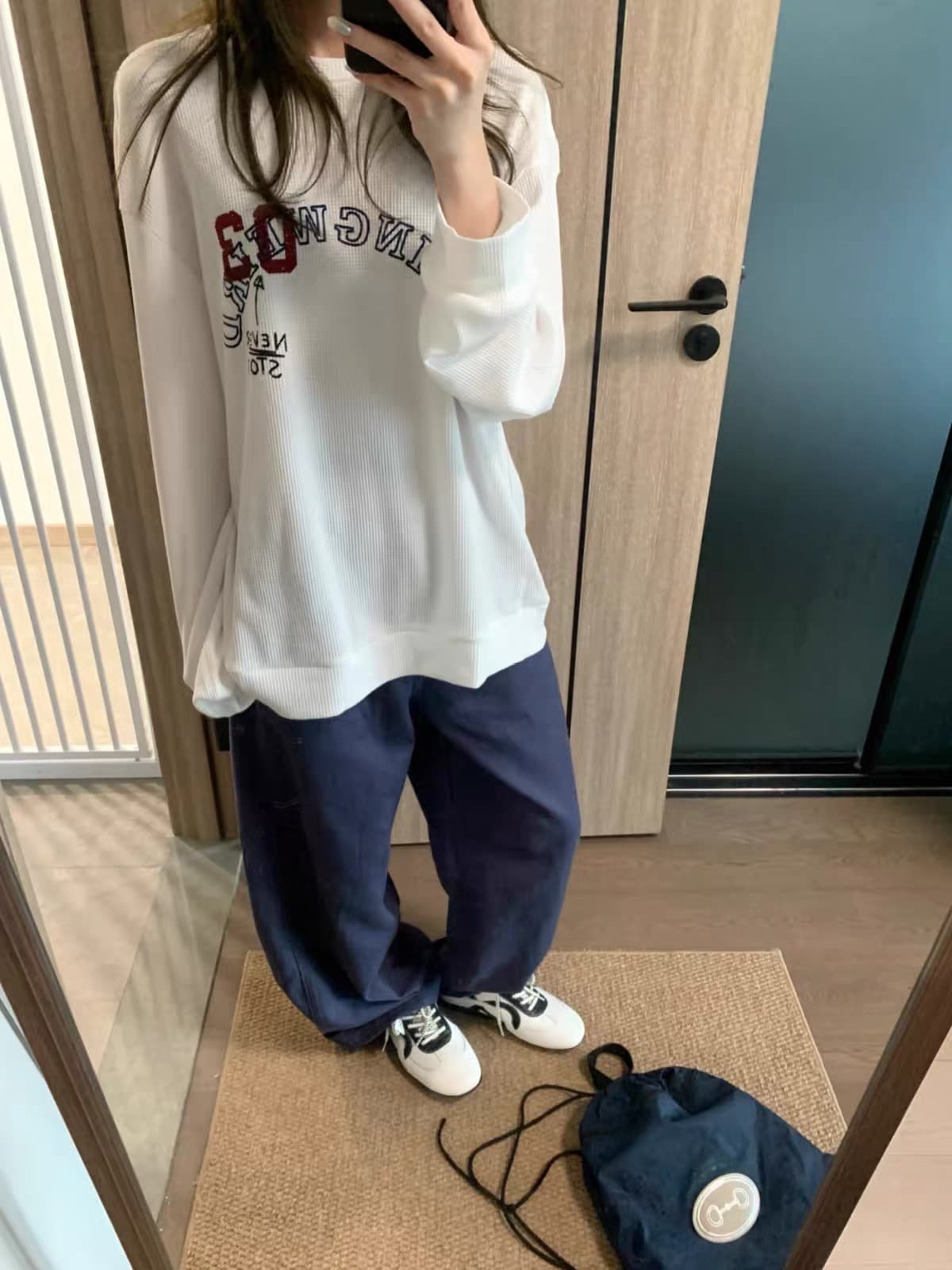 65 35 후아 남편 그리드 250그램 긴팔 티셔츠 여성 상세 이미지 2
