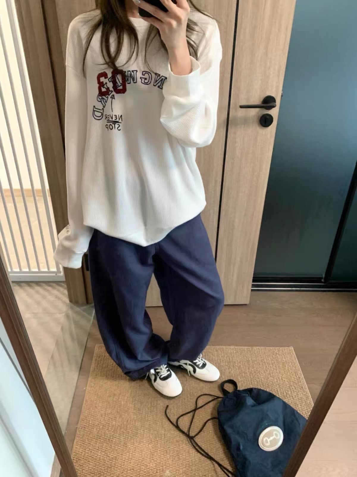 65 35 후아 남편 그리드 250그램 긴팔 티셔츠 여성 상세 이미지 3