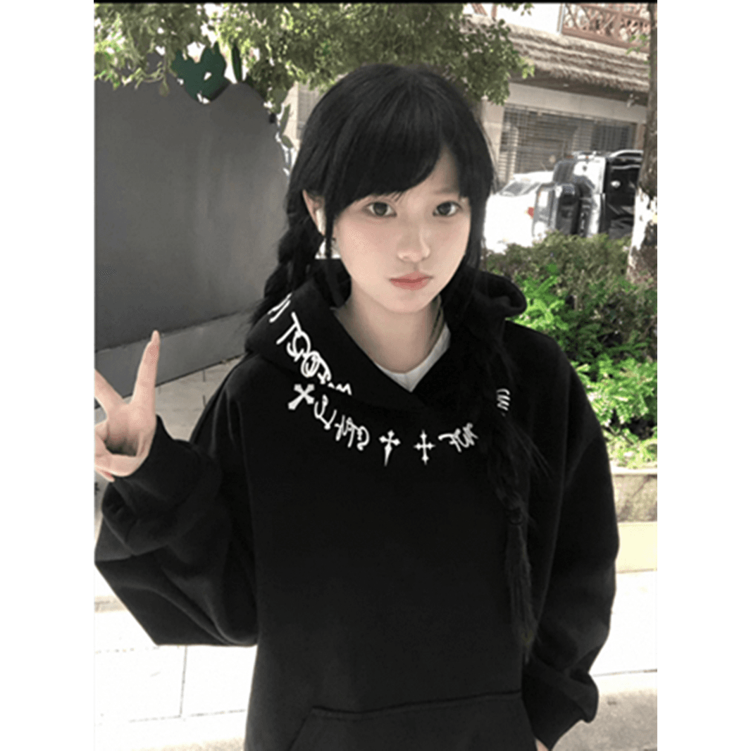 얇은 스타일 순수한 Mianhua 면 복합 프린트 후드티 이미지 5