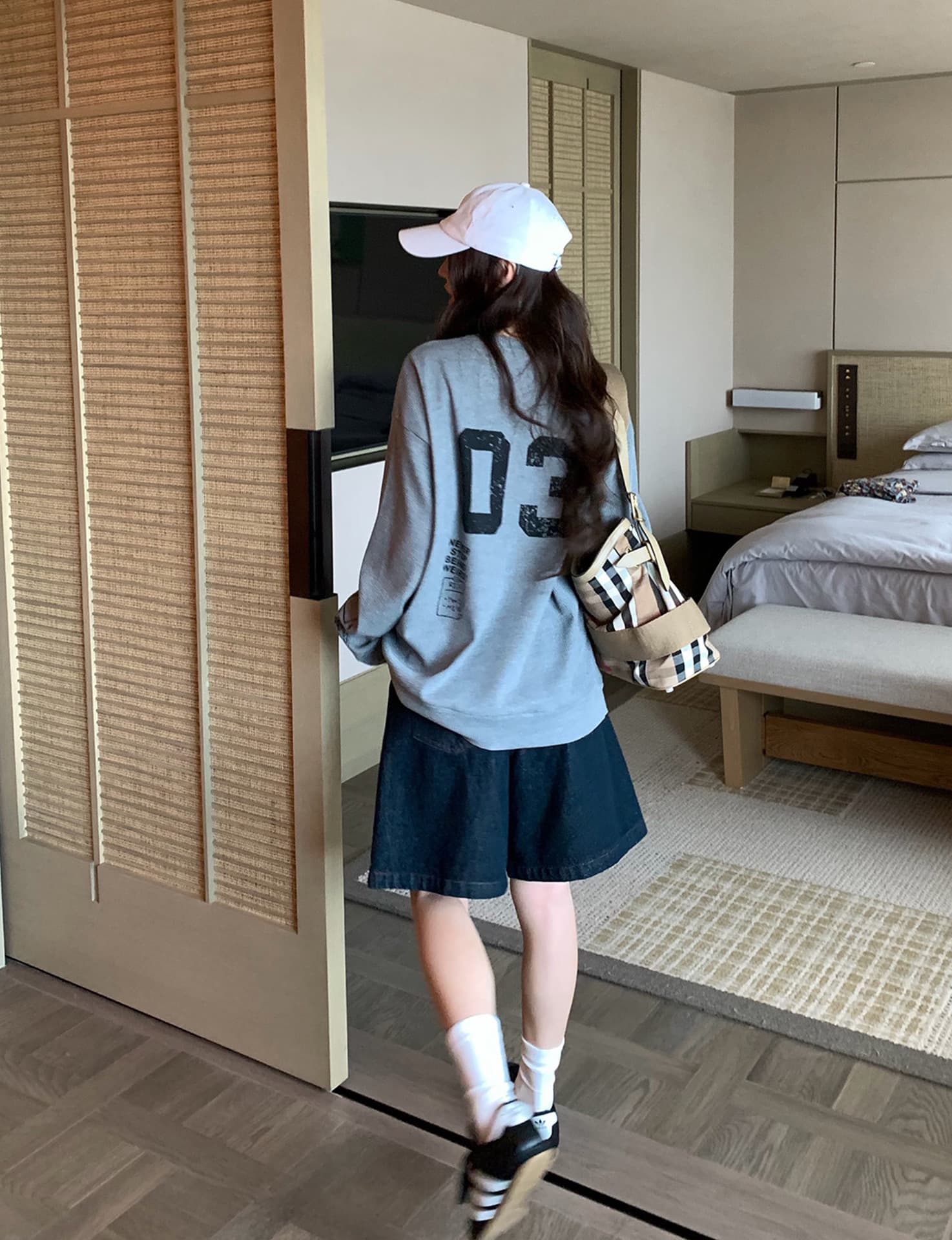 원본 솜씨 6535 후아 남편 그리드 250그램 긴팔 티셔츠 여성 상세 이미지 6