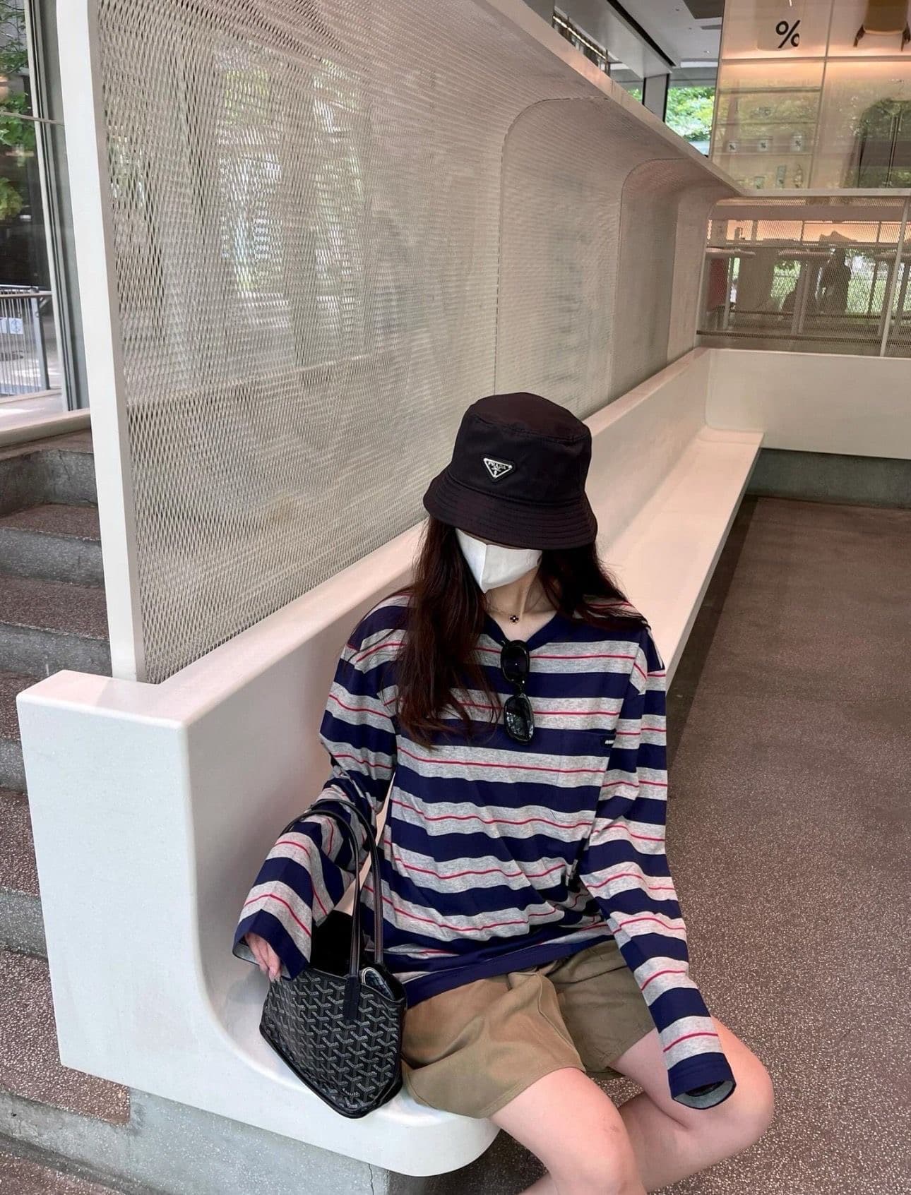 원본 원단 아메리칸 레트로 배색 라운드 넥 스트라이프 긴팔 티셔츠 여성 가을 느긋한 캐주얼 루즈핏 다용도 맨위 상세 이미지 3