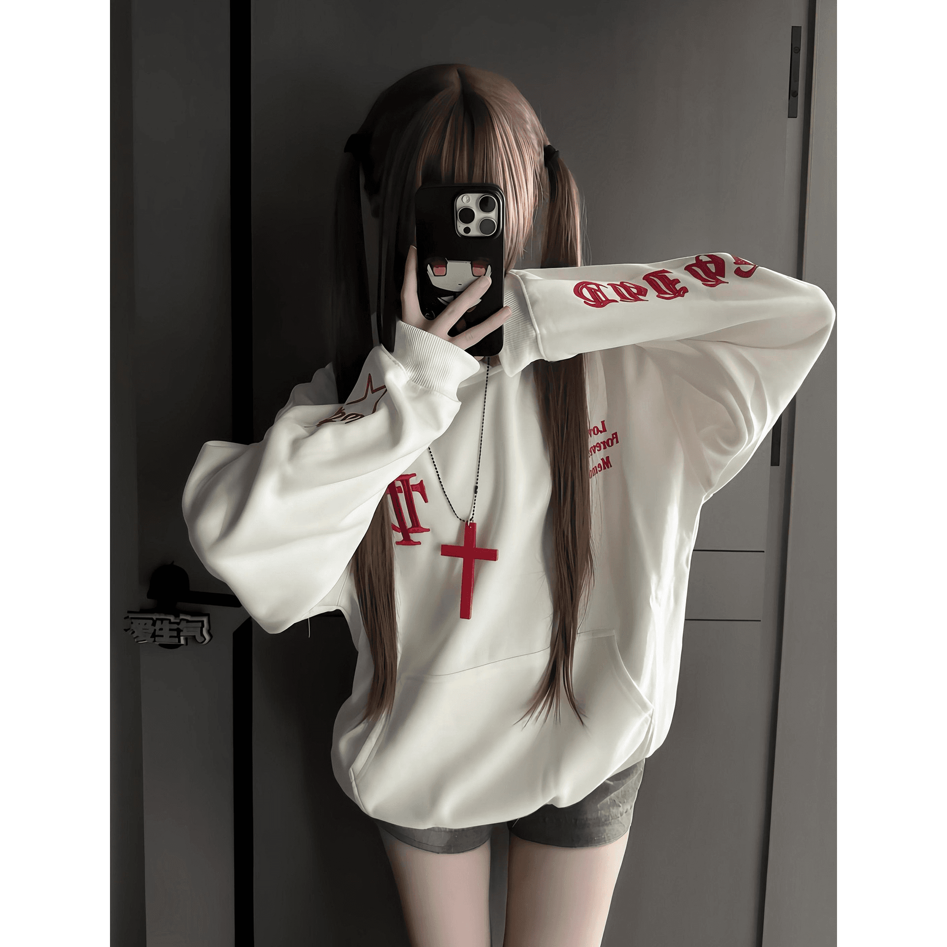얇은 스타일 털이 있는 전체 자수 이후 패키지 칼라 순수한 Mianhua 면 복합 후드티 여성 이미지 5