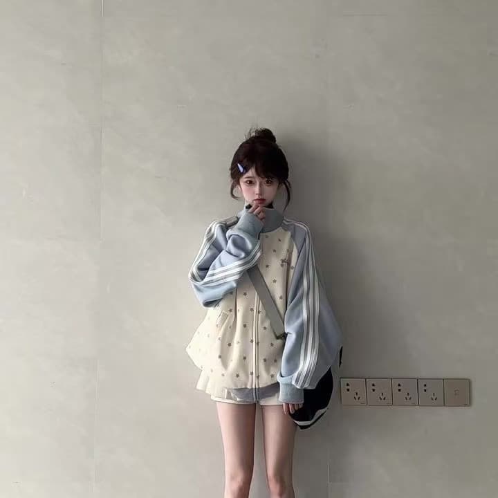 얇은 스타일 털이 있는 클립 칼라 것 자수 순수한 Mianhua 면 복합 지퍼 후드티 이미지 3