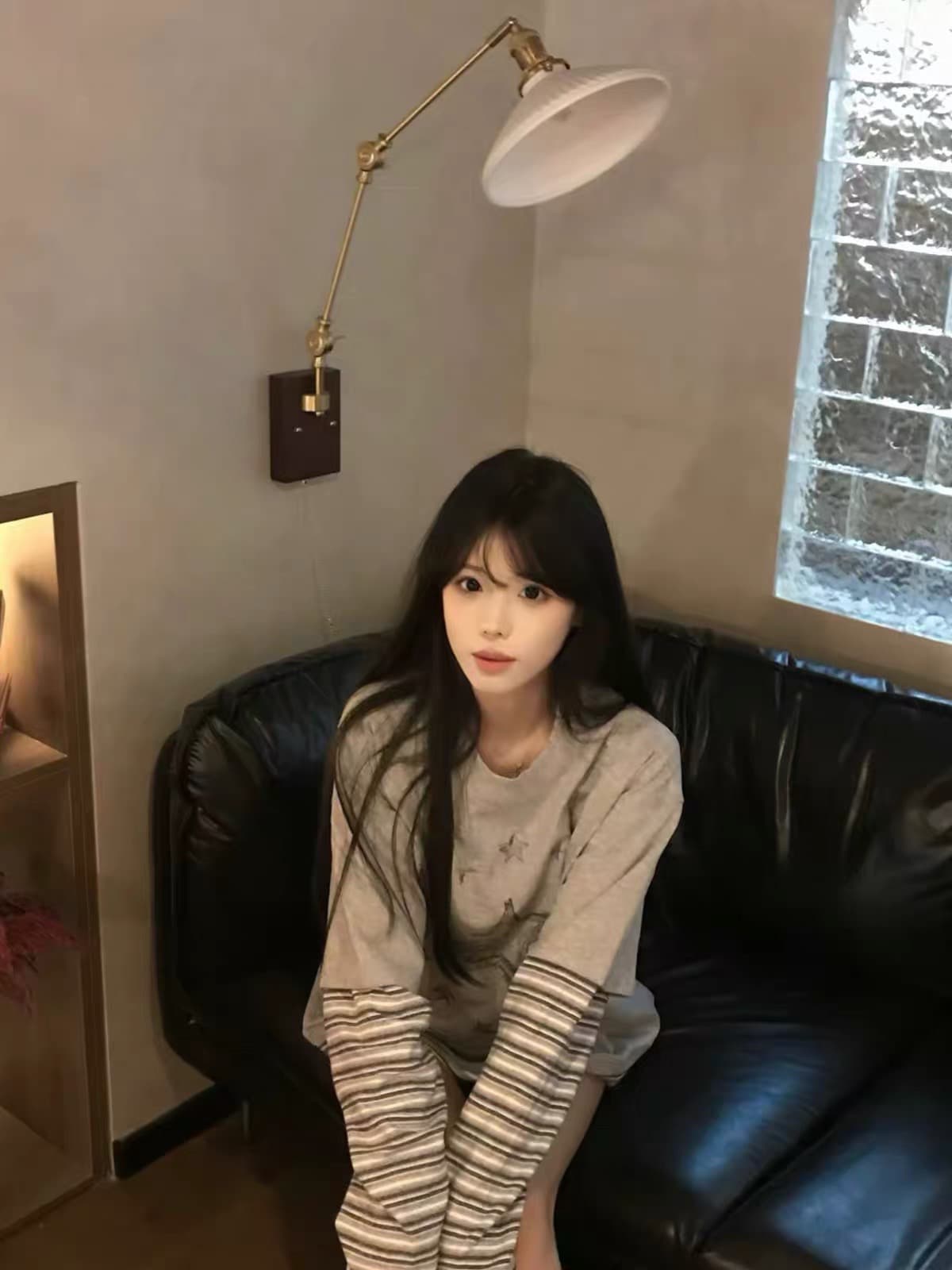프린트 광저우 원단 순면 220 그램 긴팔 페이크 레이어드 이미지 2