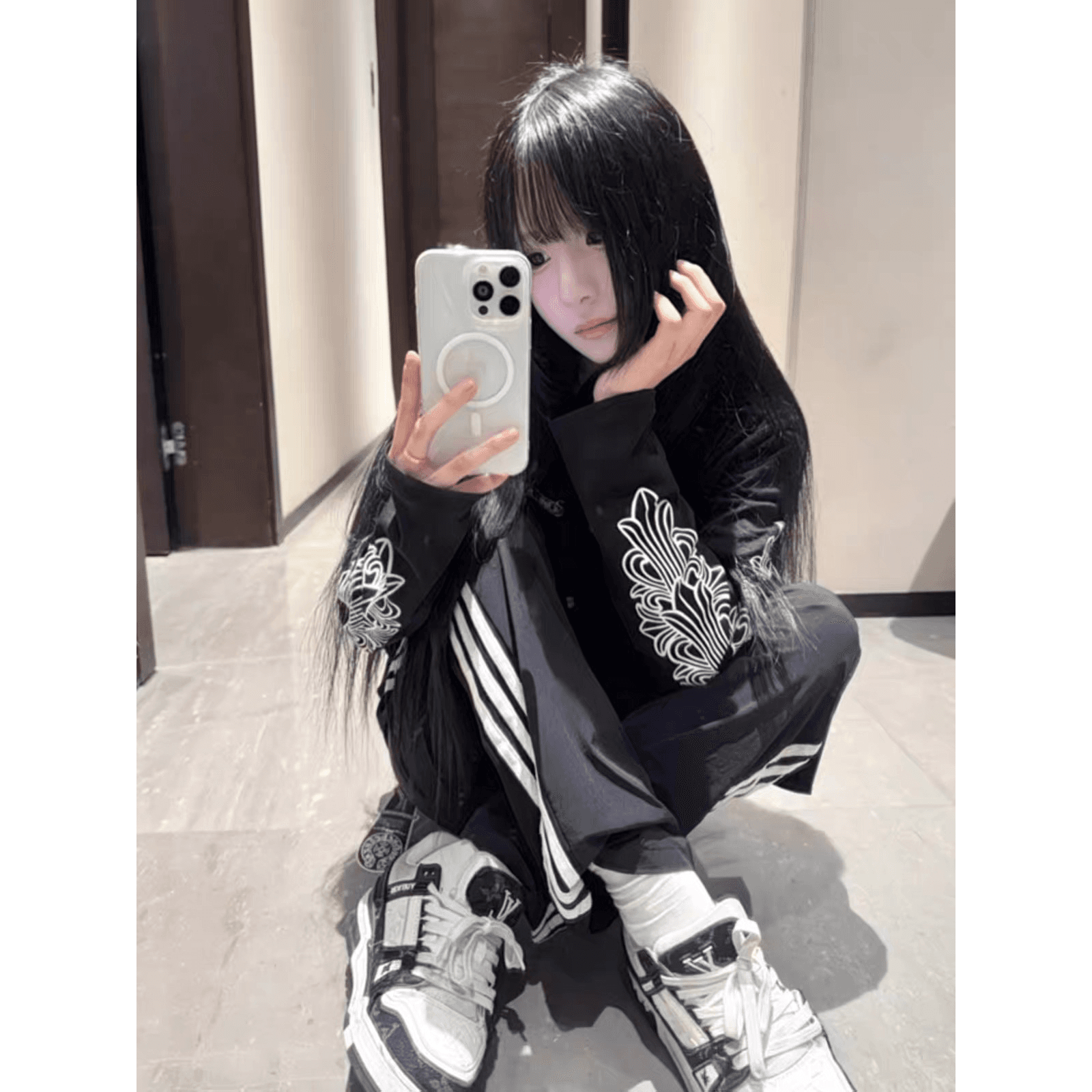 주문 주머니 프린트 광저우 원단 순면 220 그램 긴팔 이미지 5