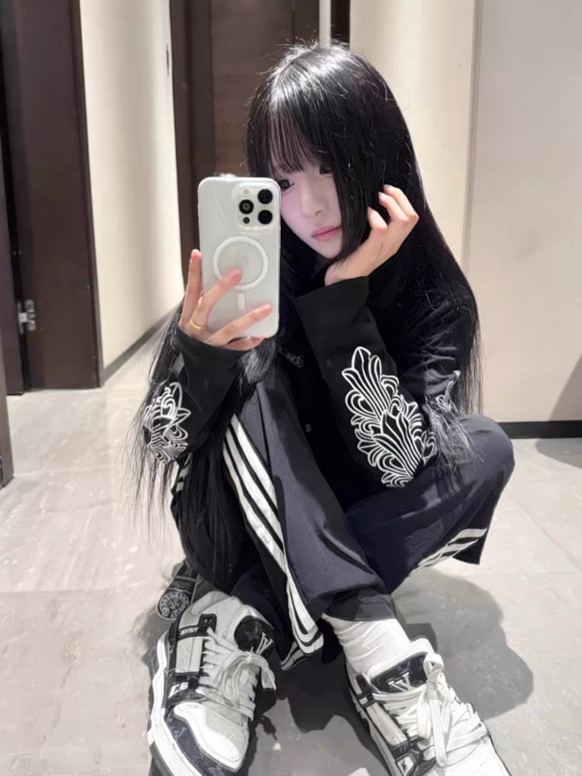 주문 주머니 프린트 광저우 원단 순면 220 그램 긴팔 상세 이미지 3