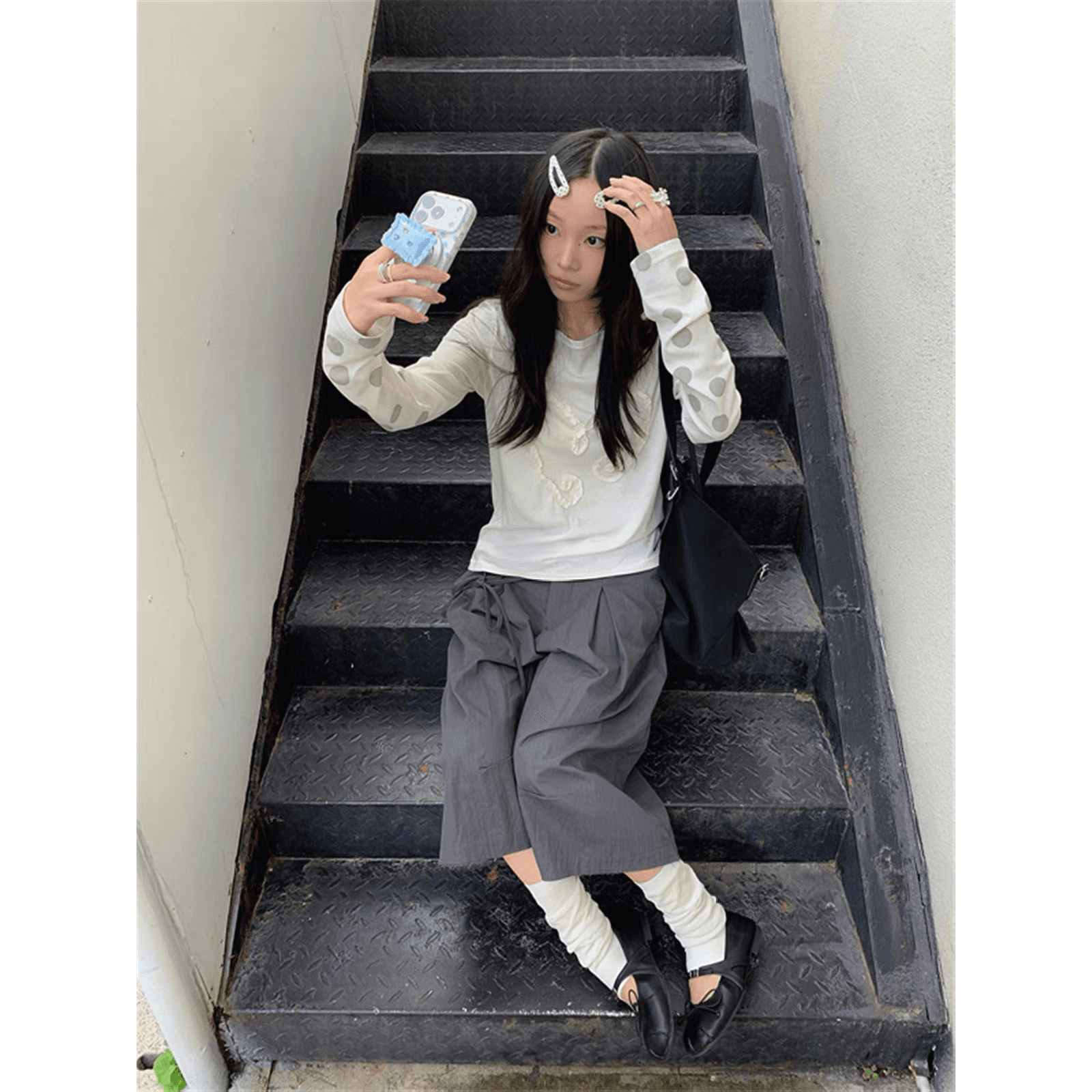 광저우 원단 눈꽃 면 프린트 부형제 긴팔 이미지 5