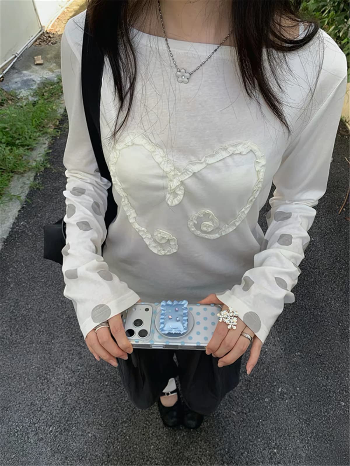광저우 원단 눈꽃 면 프린트 부형제 긴팔 상세 이미지 1
