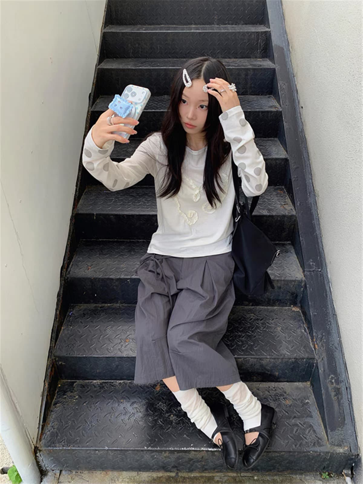 광저우 원단 눈꽃 면 프린트 부형제 긴팔 상세 이미지 5