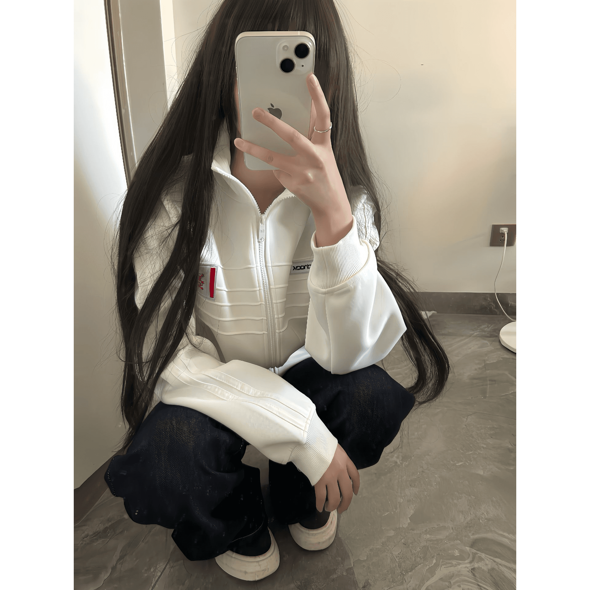 얇은 스타일 원본 솜씨 뒤로 수건 자수 순수한 Mianhua 면 복합 지퍼 후드티 이미지 5