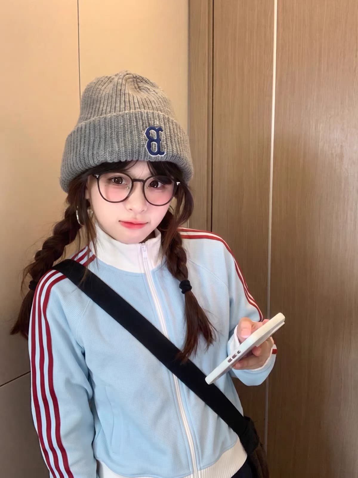 얇은 스타일 쇼트 스타일 원본 것 맞춤 달팽이 구두 광저우 후아 남편 그리드 복합 스탠드 칼라 지퍼 후드티 이미지 2