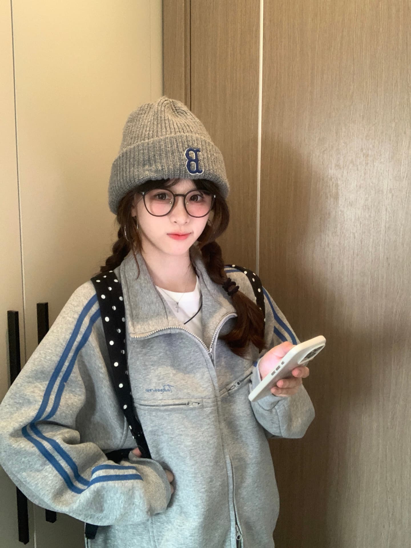 얇은 스타일 털이 있는 원본 솜씨 압력 라인 자수 순수한 Mianhua 면 복합 후드티 재킷 상세 이미지 4