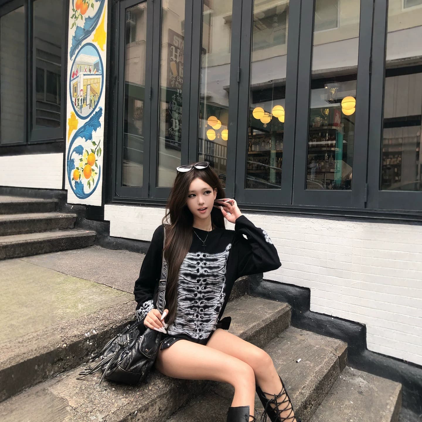 미니멀리즘 레트로 단추 프린트 긴팔 여성 가을 작은 대중 빛 아시아 인 루즈핏 맨위 트렌드 새로운 일본식 인기 상세 이미지 2