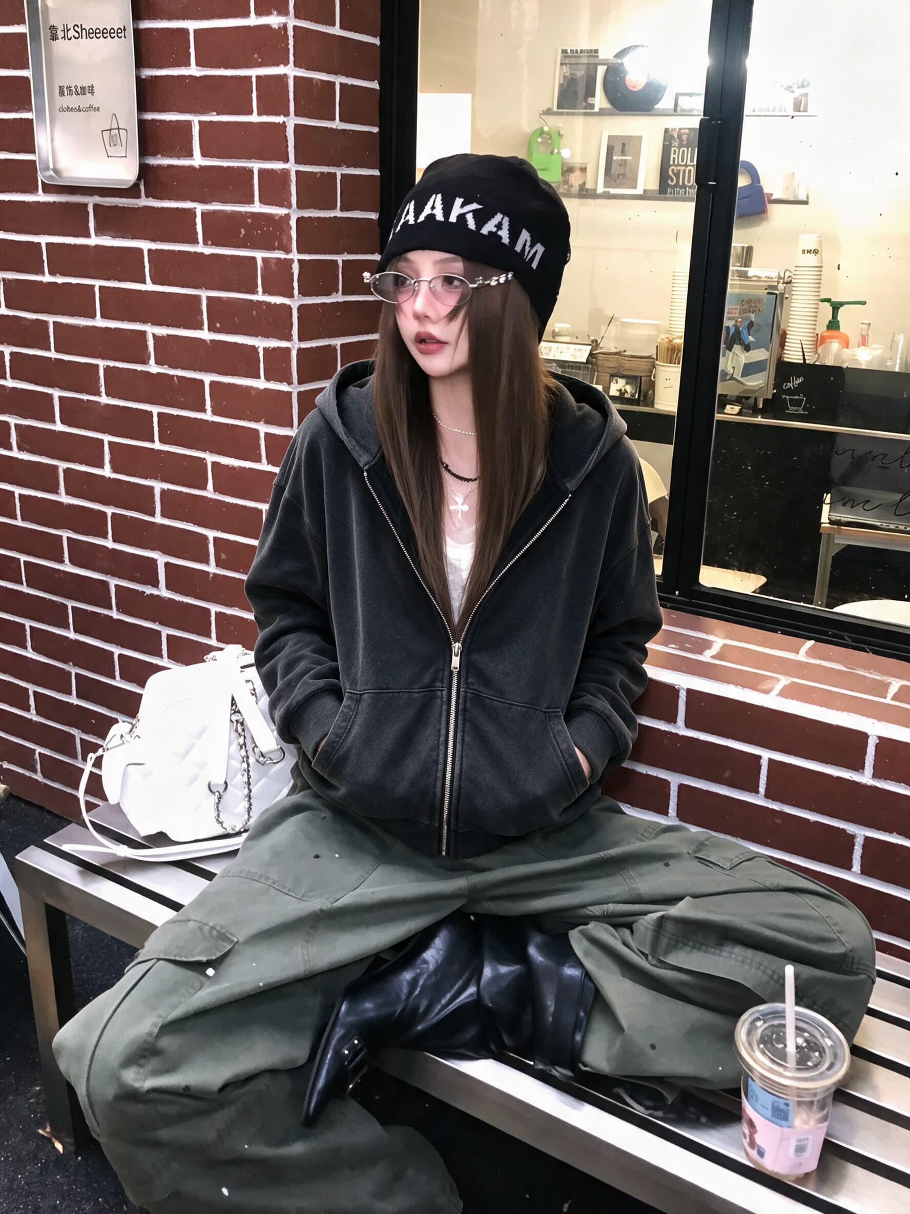 후아 면 복합 마 오래된 공예 2026 가을 검정색 튀김 소금 마 오래된 후드 티 스웨터 상세 이미지 3
