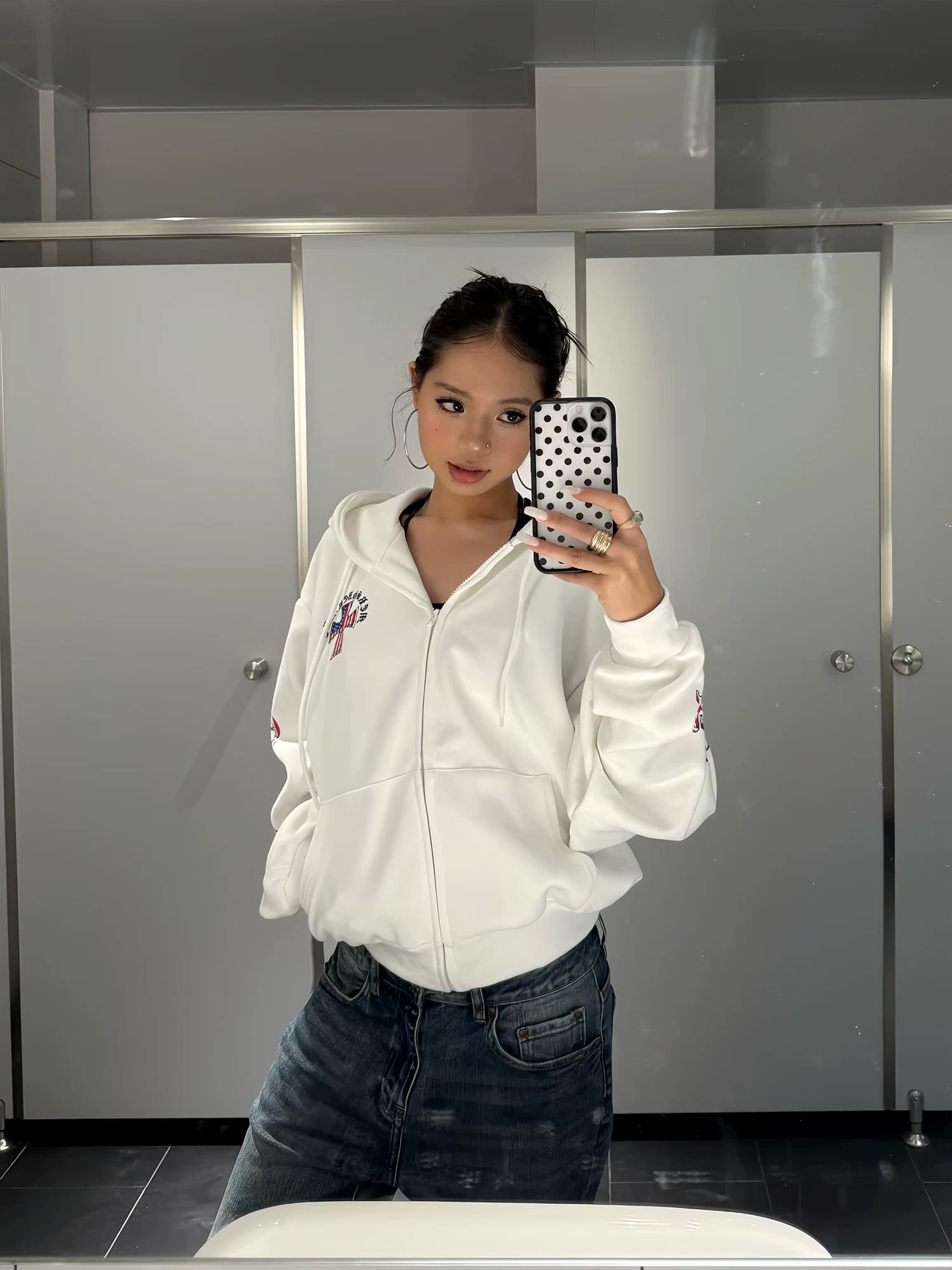 후아 면 복합 얇은 스타일 320 그램 은 여우 플러시 털이 있는 420g 후드 프린트 카디건 코트 이미지 3