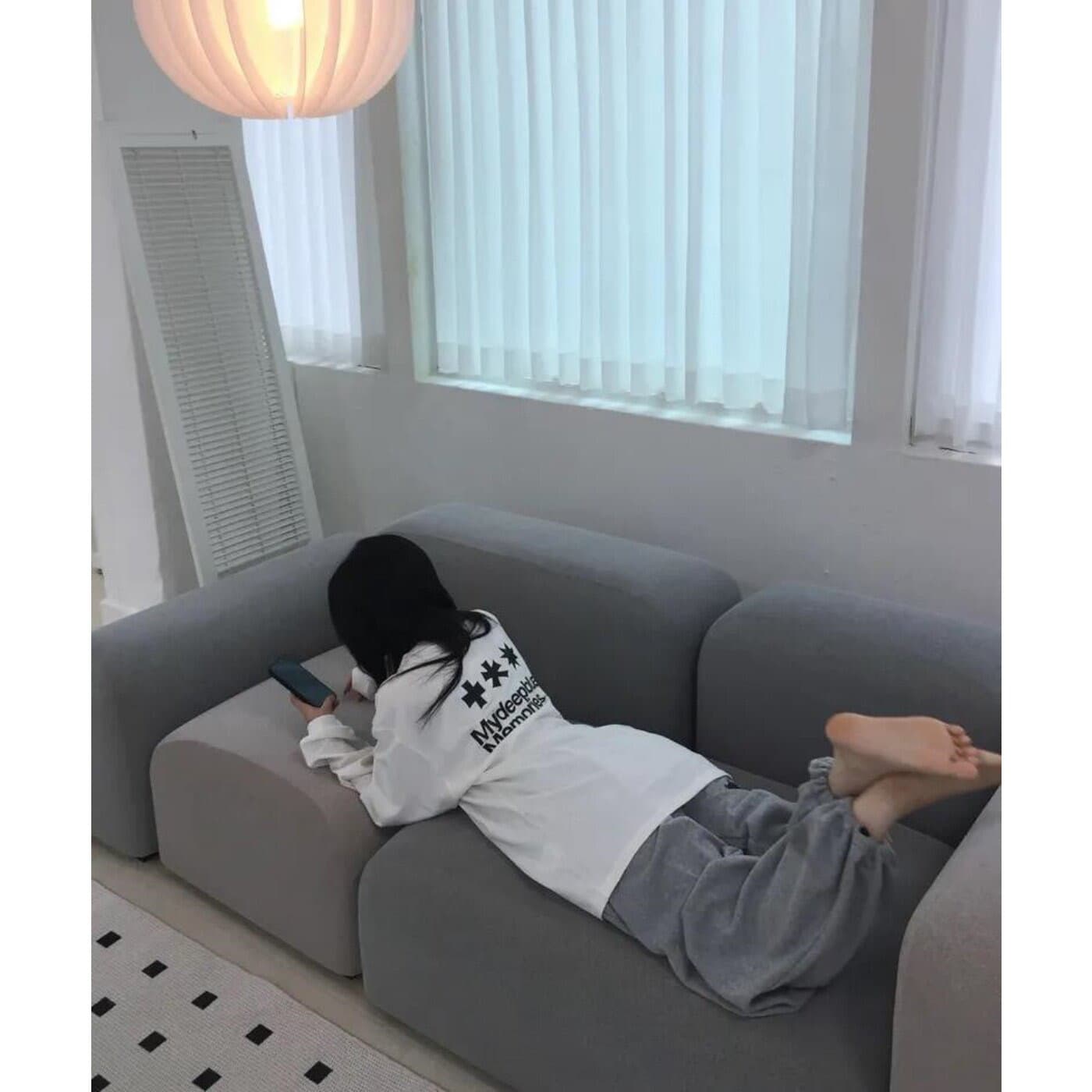 원본 것 순면 200그램 21 음식 털 느낌 프린트 루즈핏 만나는 손 소매 뭉치 구두 긴팔 티셔츠 상세 이미지 4