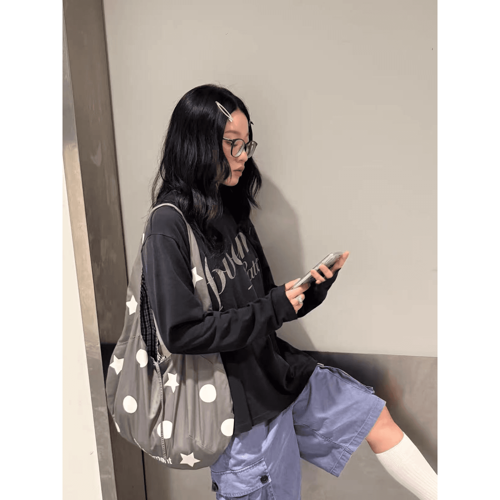 높은 품질 순면 200그램 21 빗질하다 정밀 프린트 가을 루즈핏 긴팔 티셔츠 여성 이미지 5