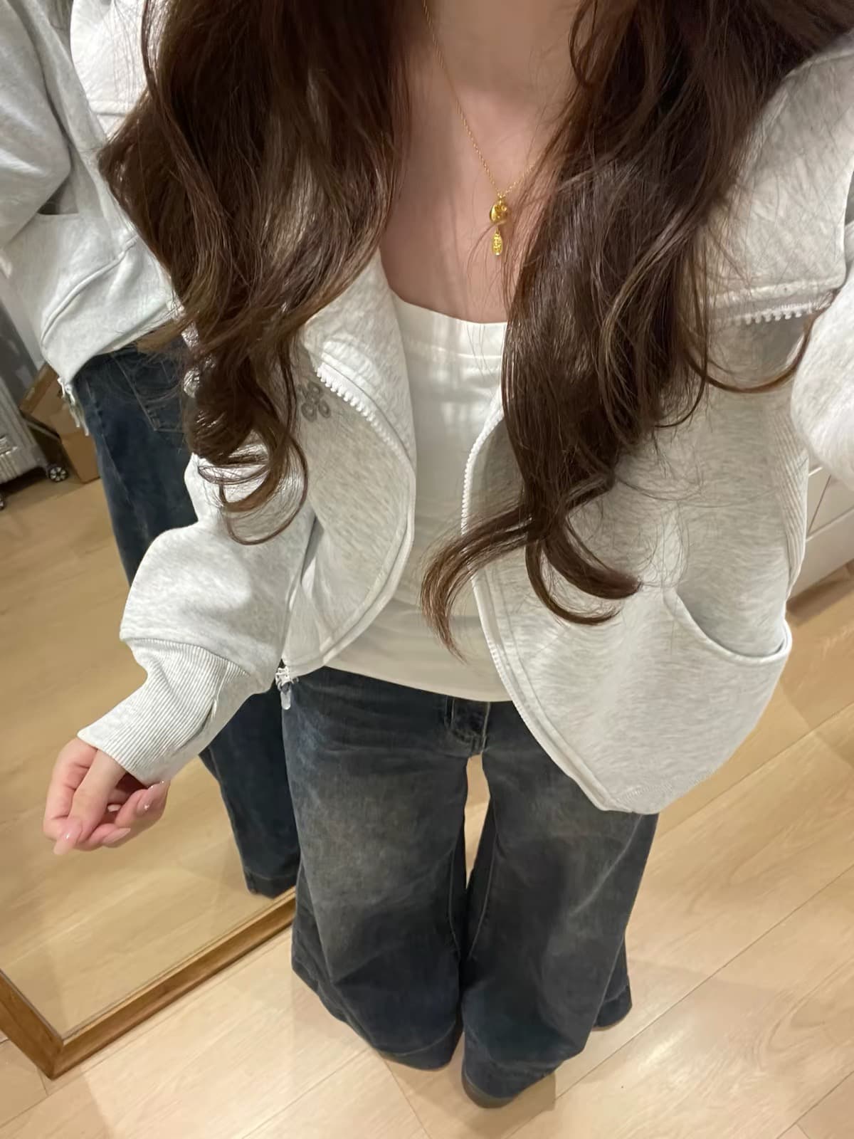 얇은 스타일 순수한 Mianhua 면 복합 자수 후드티 이미지 2