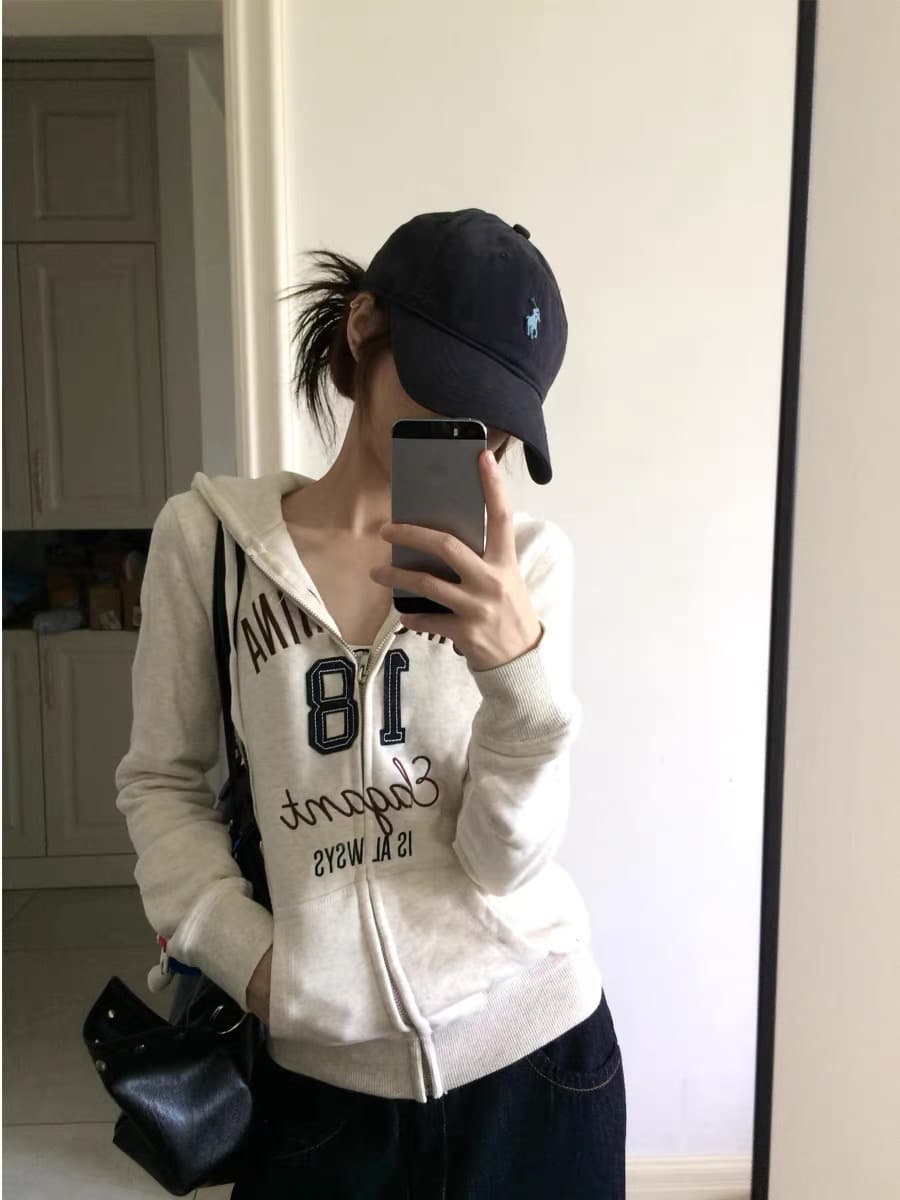얇은 스타일 순수한 Mianhua 면 복합 자수 후드티 이미지 2