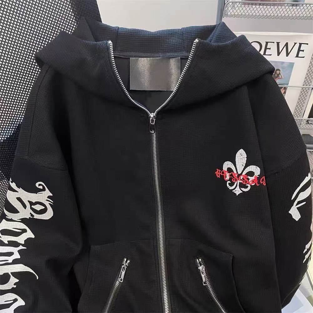 아메리칸 레트로 출퇴근 회색 루즈핏 후드 오픈 가디건 후드티 여성 가을 새로운 느긋한 바람 루즈핏 재킷 상세 이미지 2