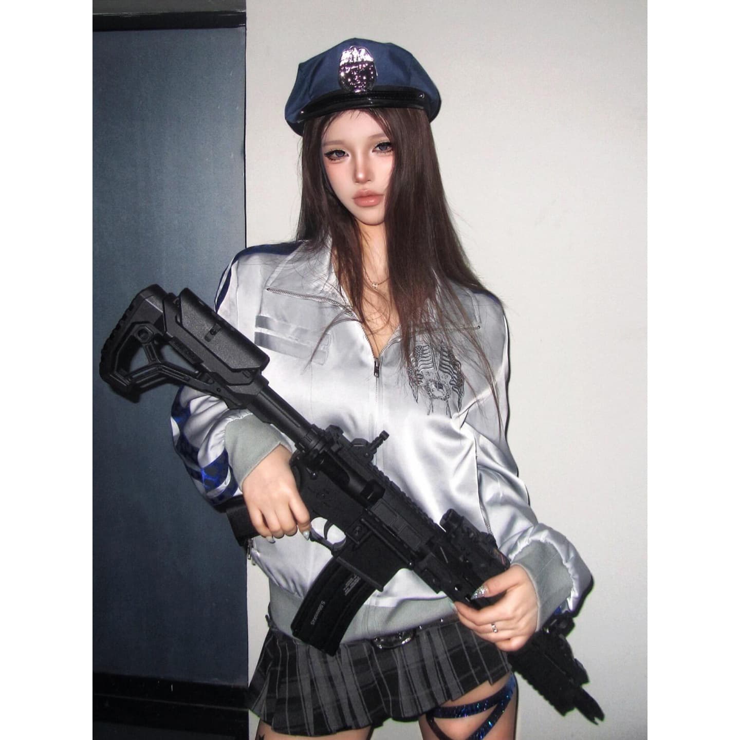아메리칸 거리 스탠드 칼라 재킷 여성 가을 새로운 패치워크 색상 리본 레오파드 무늬 자수 쇼트 스타일 재킷 이문화 맨위 이미지 2