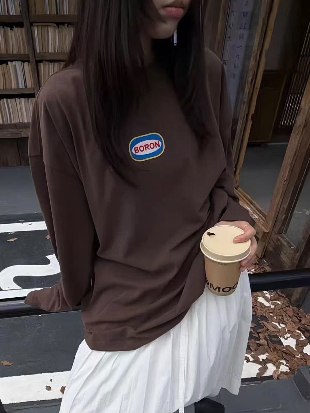 200그램 순면 프린트 루즈핏 만나는 긴팔 티셔츠 상세 이미지 1