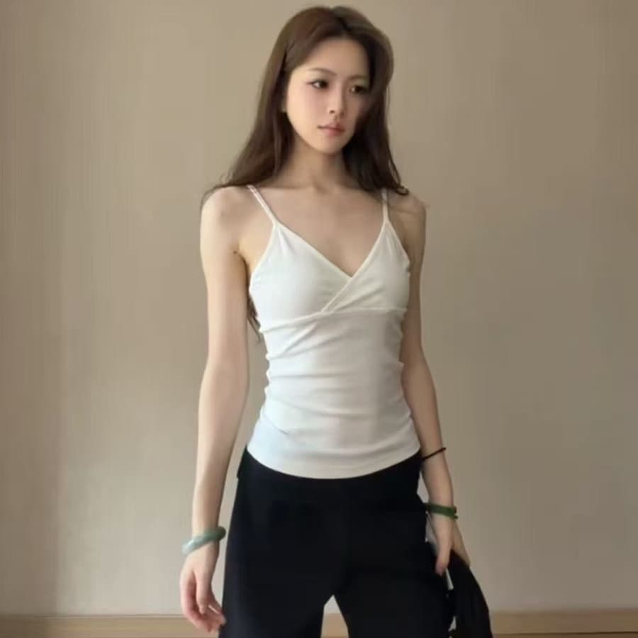 해군 섹시함 핫걸 어깨 V넥 투피스 세트 이미지 4