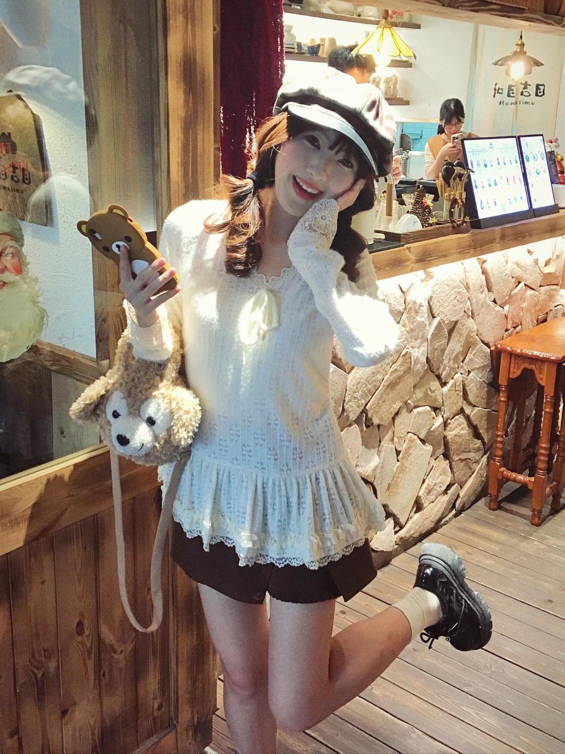 원본 원단 레이스 레이스 스트랩 V넥 긴팔 티셔츠 여성 몸매 가꾸기 홀로우 아웃 만나는 맨위 상세 이미지 5