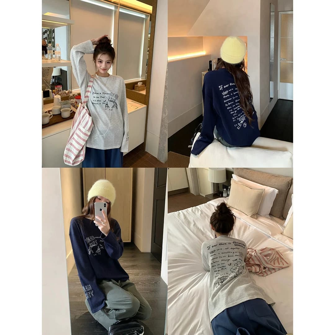 65 35 후아 남편 그리드 250그램 긴팔 티셔츠 남녀 상세 이미지 1