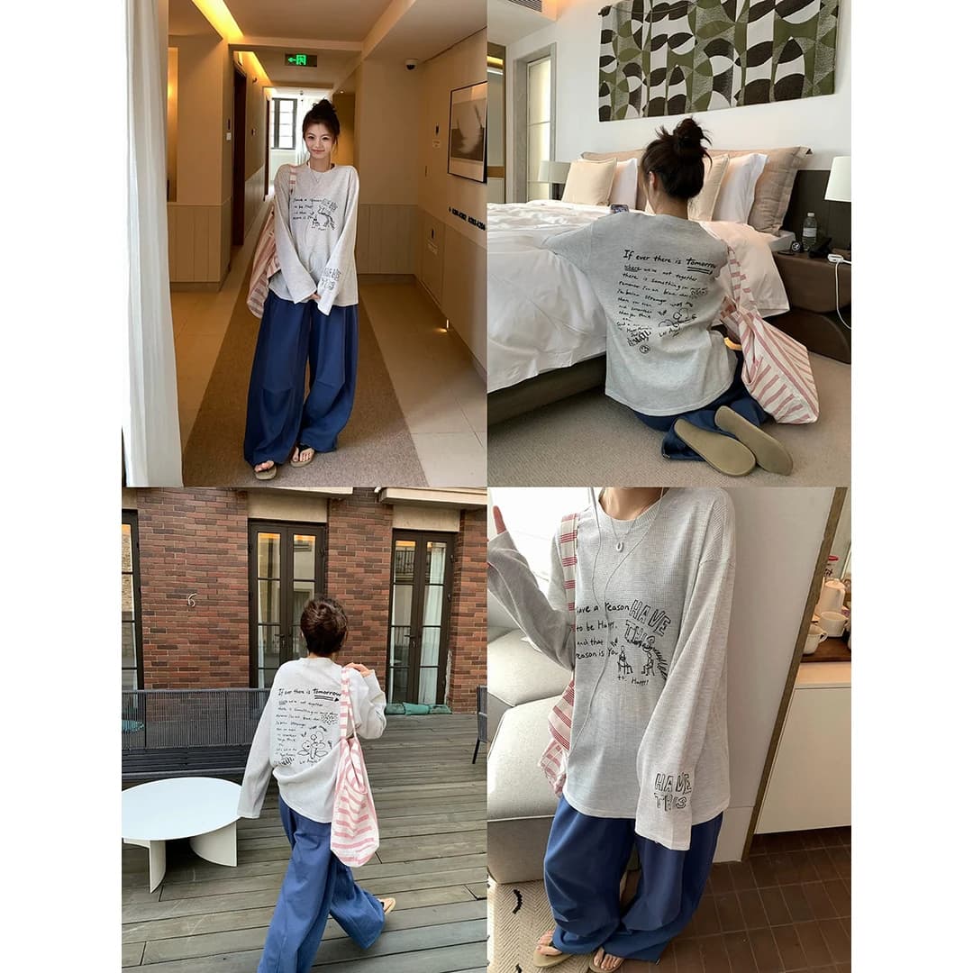 65 35 후아 남편 그리드 250그램 긴팔 티셔츠 남녀 상세 이미지 5