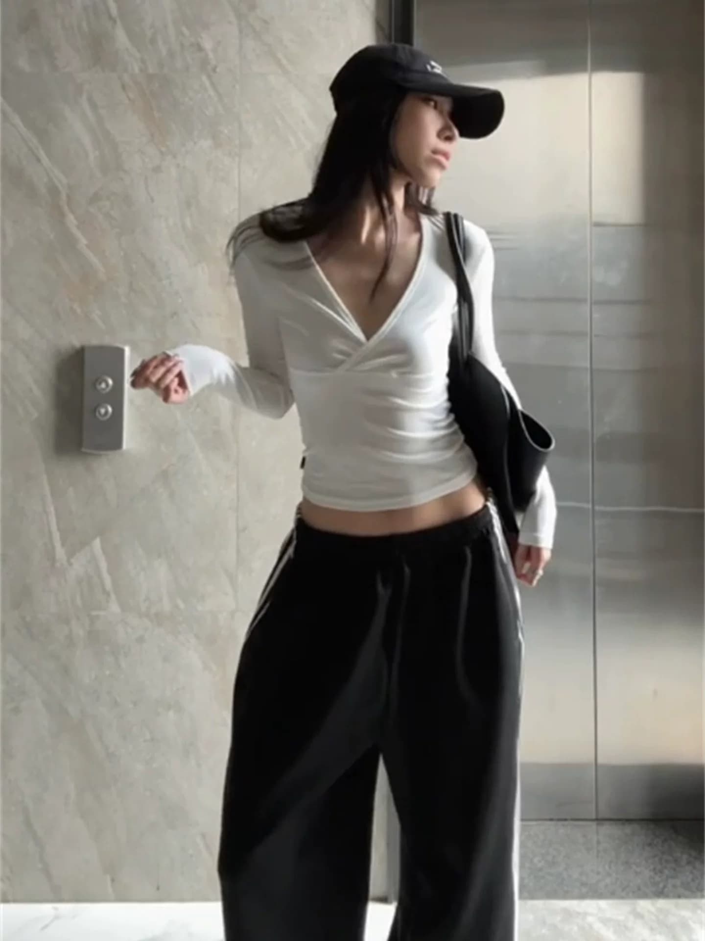 40 면 긴팔 티셔츠 여성 이미지 3