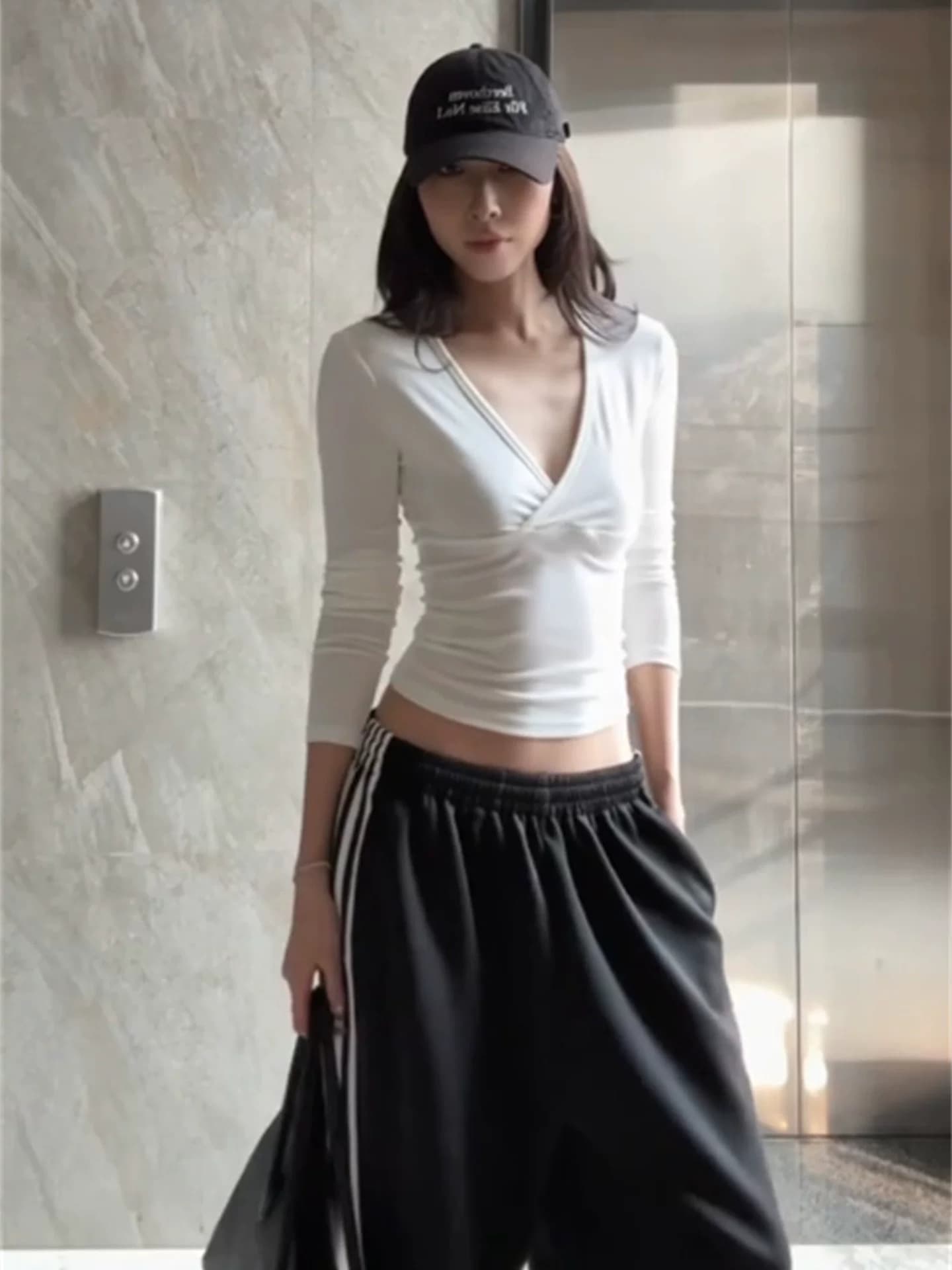 40 면 긴팔 티셔츠 여성 상세 이미지 1