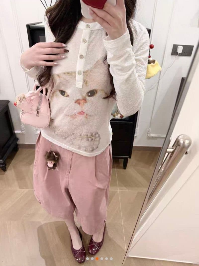 경관 그림 원본 원단 순수한 욕망 바람 고양이 프린트 다용도 몸매 가꾸기 슬림해 보이는 미니멀리즘 긴팔 패션 맨위 이미지 2