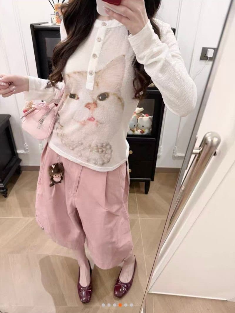 경관 그림 원본 원단 순수한 욕망 바람 고양이 프린트 다용도 몸매 가꾸기 슬림해 보이는 미니멀리즘 긴팔 패션 맨위 상세 이미지 2