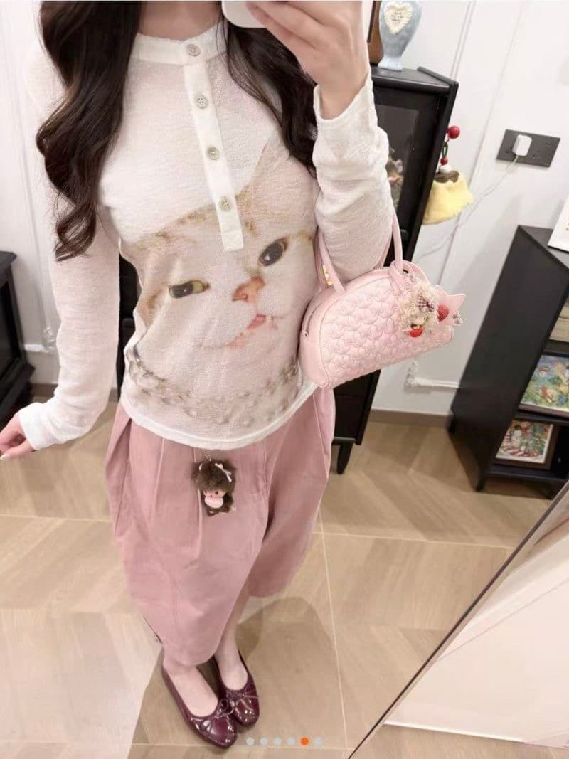 경관 그림 원본 원단 순수한 욕망 바람 고양이 프린트 다용도 몸매 가꾸기 슬림해 보이는 미니멀리즘 긴팔 패션 맨위 상세 이미지 3