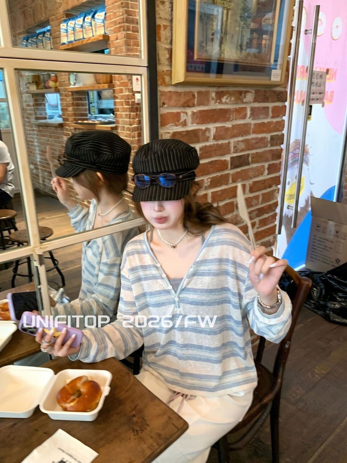 새로운 루즈핏 다용도 긴팔 연령 감소 배색 스트라이프 패션 자외선 차단 블라우스 맨위 이미지 2